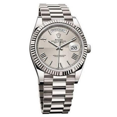 rolex oyster perpetual day date 18ct white gold|rolex day date 40 price.